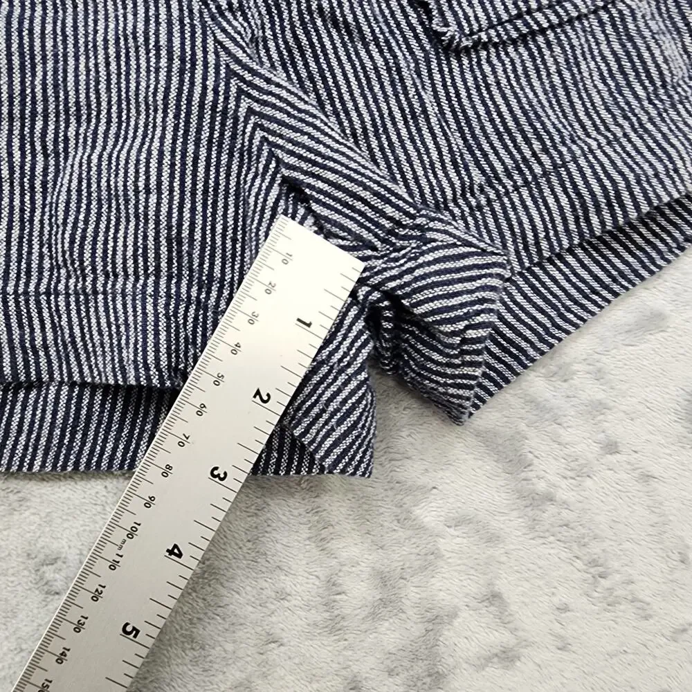 Time and Tru Shorts Womens XS (0-2) Blue White‎ Striped Linen Blend High Rise